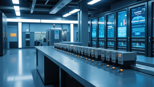 电子制造服务企业系统界面，订单管理模块，数据表格显示，蓝色背景，明亮自然光